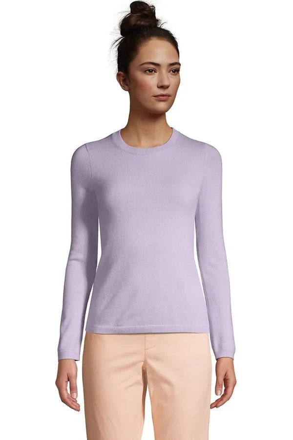 Women's Cashmere Crewneck Sweater - Lands' End - Purple - XL