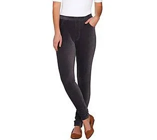 Denim & Co. Pull-On Stretch Knit Cord Leggings, Size Medium, Charcoal Grey