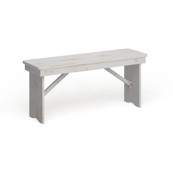 Lancaster Home 40x22 x 12x22 Antique Rustic Solid Pine Folding Farm Bench - Antique Rustic White