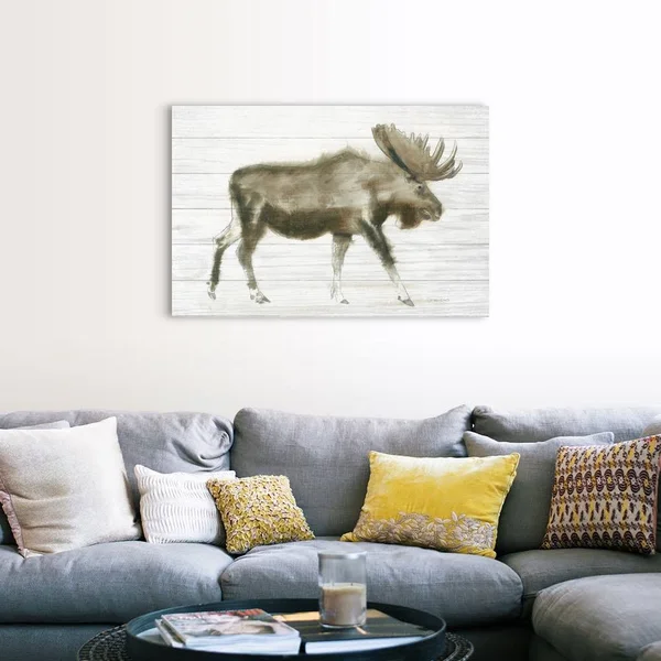 Dark Moose on Wood Crop, Canvas Wall Art, 48x32, Great Big Canvas