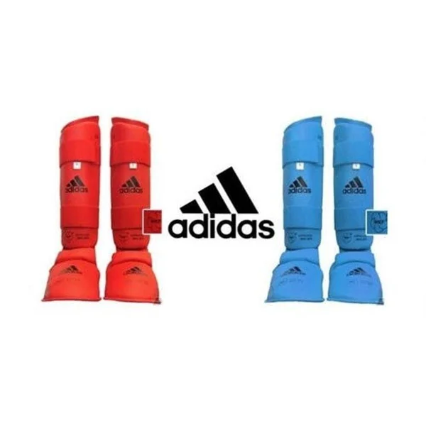 Adidas WKF Shin and Instep Guards - Blue Adult Small