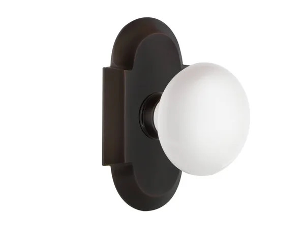 Nostalgic Warehouse 700787 Cottage Plate Double Dummy White Porcelain Door Knob - Timeless Bronze