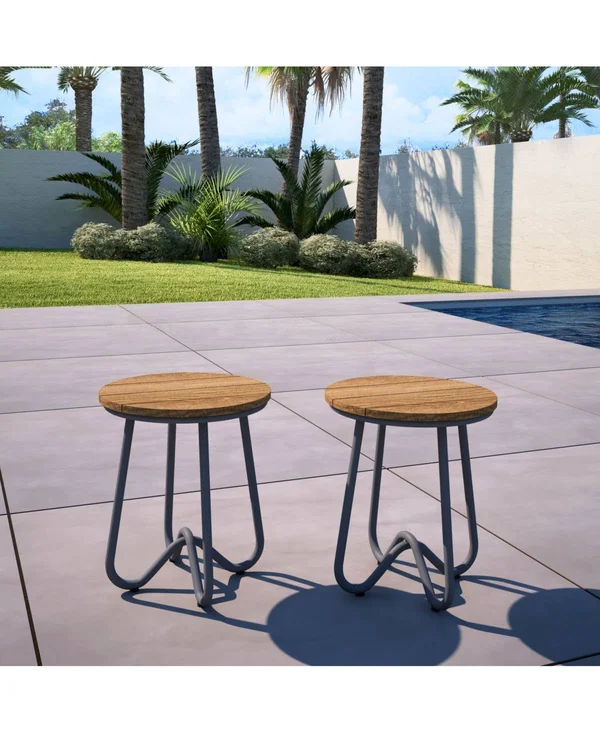 Novogratz Poolside Collection - Bobbi Outdoor Bistro Stools, 2-Pack, Turquoise, Blue