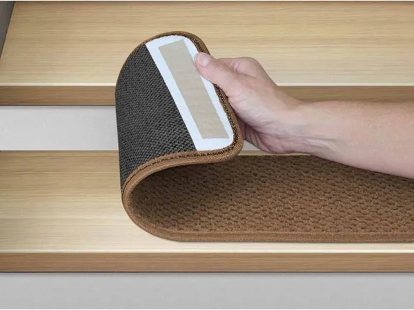 Set of 12 Adhesive Carpet Stair Treads - Toffee Brown - 8 in. x 30 in.