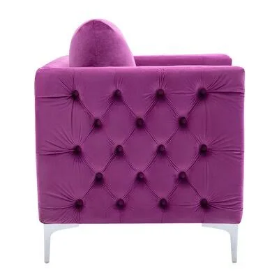 Modern Velvet Armchair Everly Quinn Body Fabric: Purple, Leg Color: Sliver