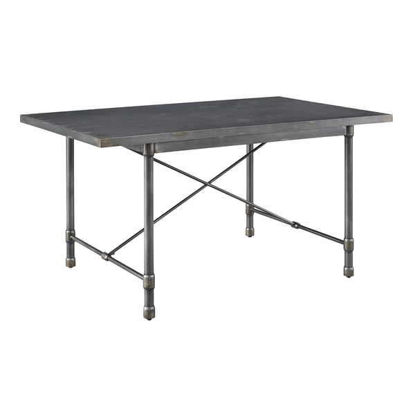 Delacora Hm-Ds-D066 60 inch Wide Metal Dining Table - Hand Distressed - Size: 60.0\, Gray