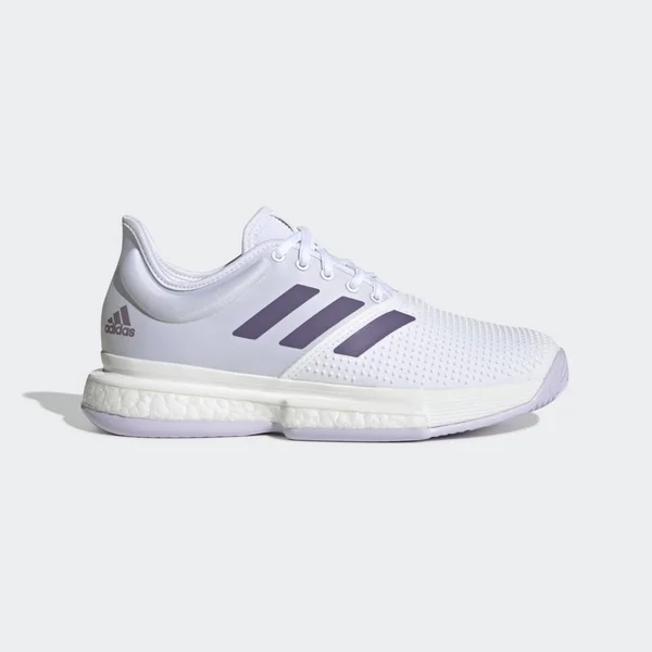 Adidas Women's SoleCourt Tennis Shoes (White/Tech Purple/Legacy Purple)