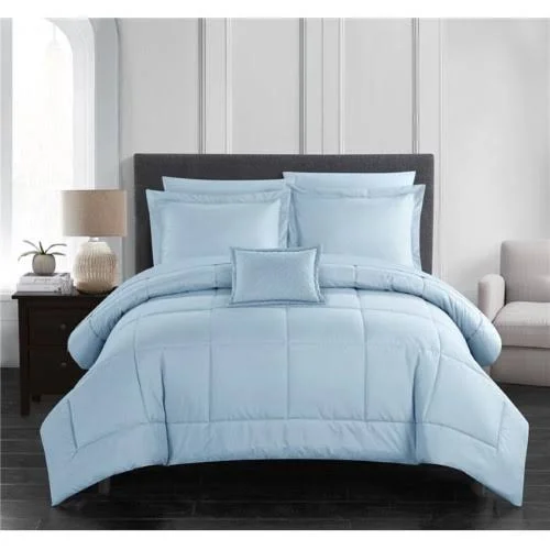 Chic Home BCS09968-US Twin Size Josaia Comforter Set Pieced Solid Color Stitched Design Bed in A Bedding Sheets & Decorative