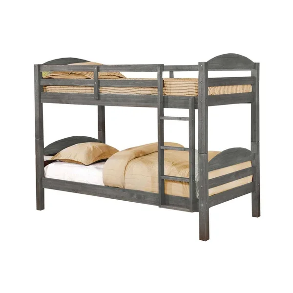 Grey Solid and Manufactured Wood Twin/Twin Bunk Bed