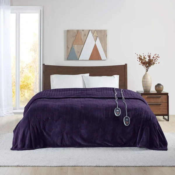 Beautyrest Heated Microlight to Berber Blanket - Purple - King