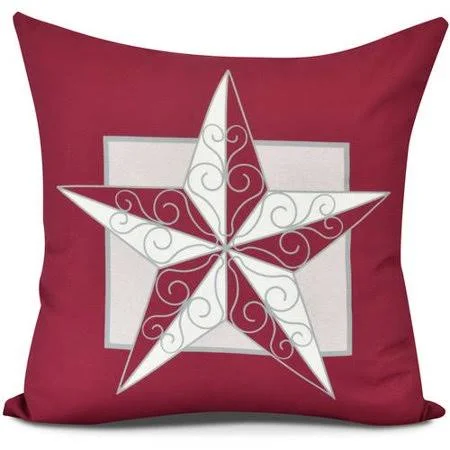 Night Star Geometric Print Pillow - Size: 20 x 20 inch, Red