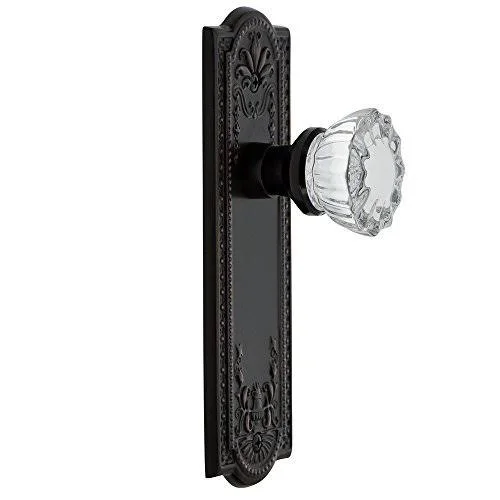 Nostalgic Warehouse 700839 Meadows Plate Double Dummy Crystal Glass Door Knob - Timeless Bronze