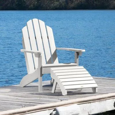 Rialto Plastic Adirondack Chair with Ottoman Sol 72 Outdoor Color: White