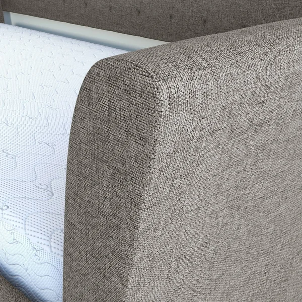 Twin Olivia Linen Tufted Day Bed and Roll Out Trundle Frame Set Gray - Eco Dream