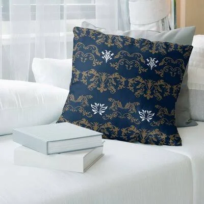 St Louis Football Baroque Square Pillow Cover East Urban Home Color: Navy/Brown/White - Size: 26x22 x 26