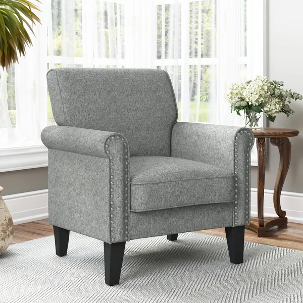Copper Grove Herve Rolled Arm Chair - Bark Brown Chenille