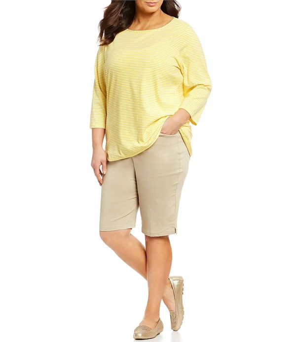 Ruby Rd. Plus Size Flat Front Solar Millenium Tech Shorts - 16W
