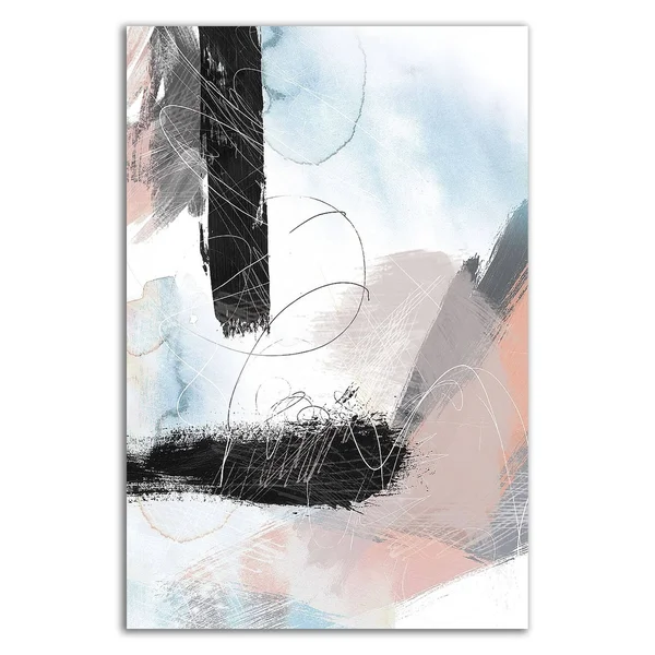 Tangletown Fine Art 36x22 x 24x22 Abstract Blush NO. 1 by Louis Duncan-He Print on Canvas