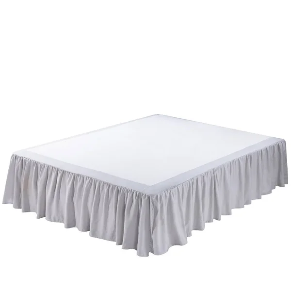 Linen Bed Skirt-Washed Dust Ruffle - Queen - Silver Grey