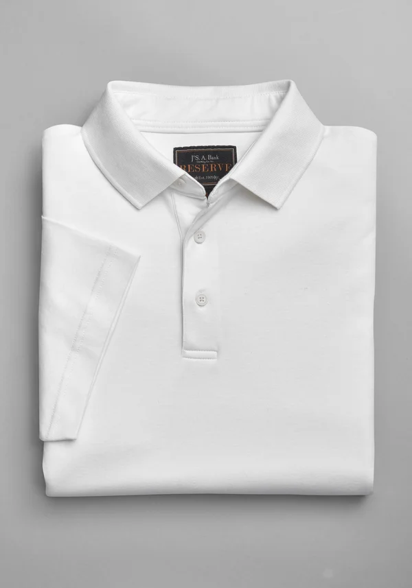 JoS. A. Bank Men's Reserve Collection Traditional Fit Short Sleeve Pima Cotton Polo - White, x Large