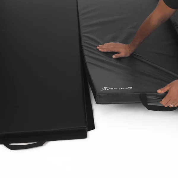 Prosource Tri-Fold Folding Thick 6&x4& Exercise Mat with Carrying Handles for Tumbling/Martial Arts - Black