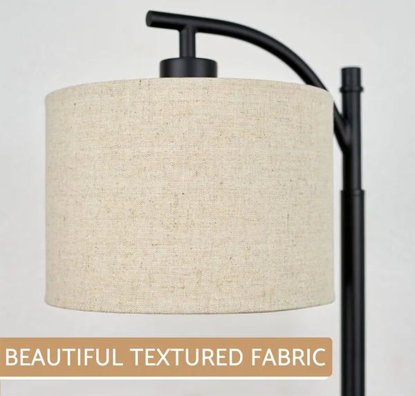 Kira Home York 18x22 Minimalist Arc Table Lamp w/ 2.0 Amp USB Charging Port - Honey