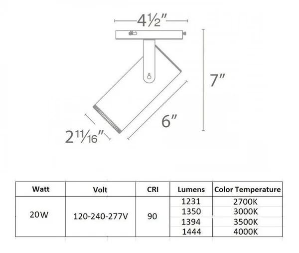 WAC Lighting MO-2020-935-WT Silo X20 LED Monopoint, White