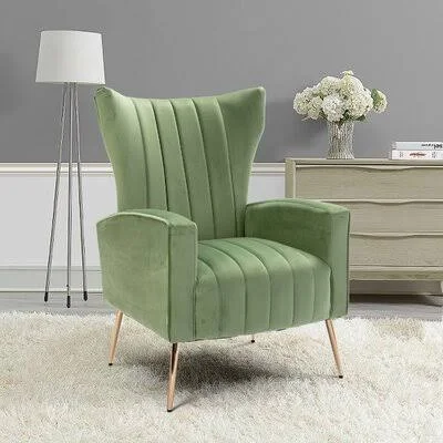 Citium 27.6x22 Wide Velvet Wingback Chair Willa Arlo Interiors Fabric: Green