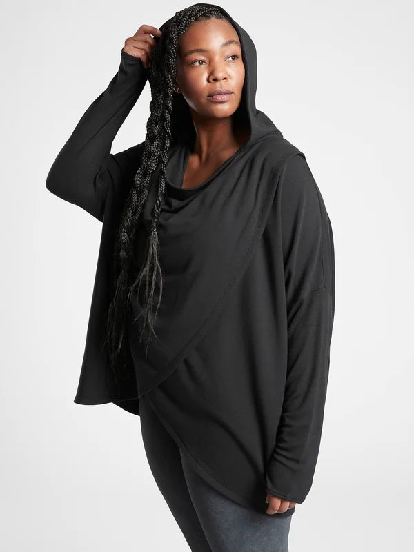 Athleta Women's Purana Wrap Sweatshirt Black Plus Size 2x