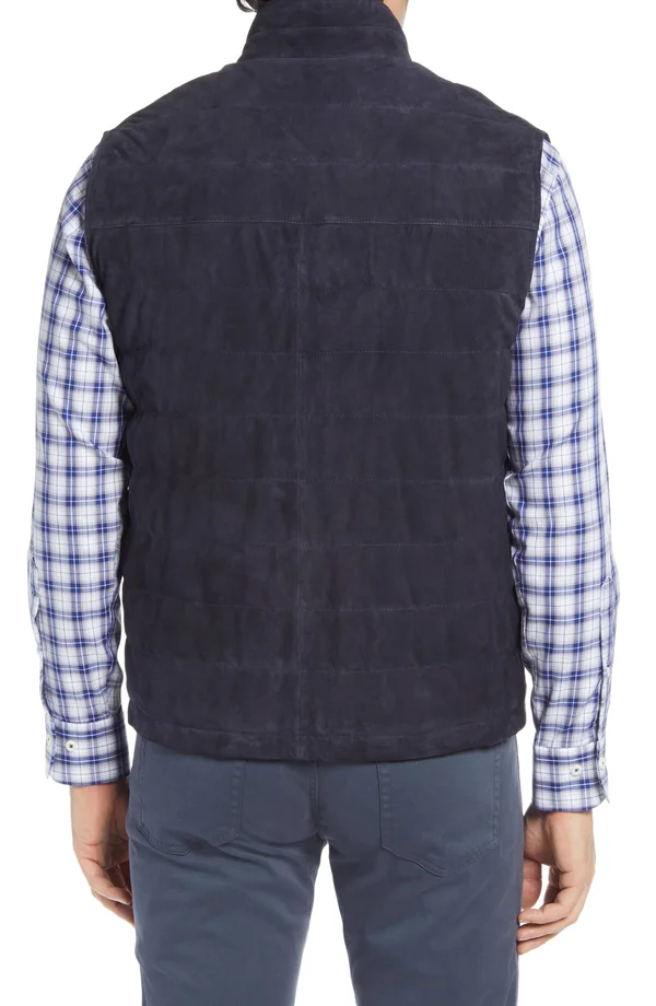 Men's Peter Millar Crown Suede Vest, Size Medium - Blue