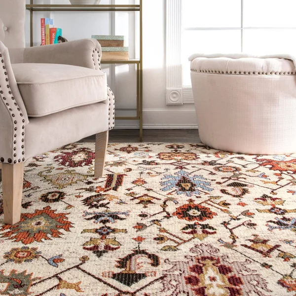 nuLOOM Transitional Melange Oriental Bloom Area Rug Blue 5& x 8& 5& x 8&