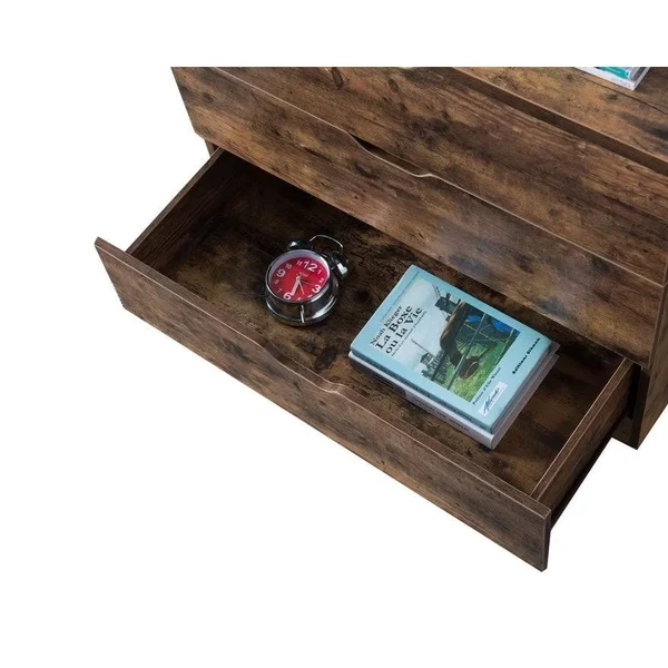 Commodious Five Drawers Wooden Utility Chest with Metal Glides Brown