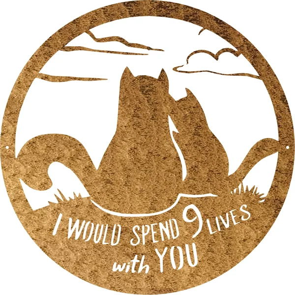 Cat 9 Lives - Metal Wall Art - 15x22 x 15x22, Hammer Silver