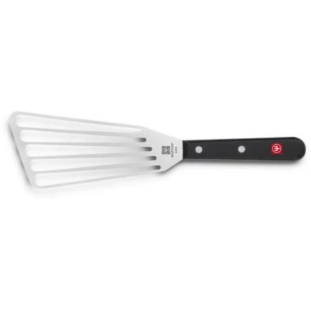 Wusthof 6.5 inch Offset Slotted Spatula - Gourmet Series, Full Tang, High Carbon Stain-Resistant Steel, Size: 6.5 x 1, Black