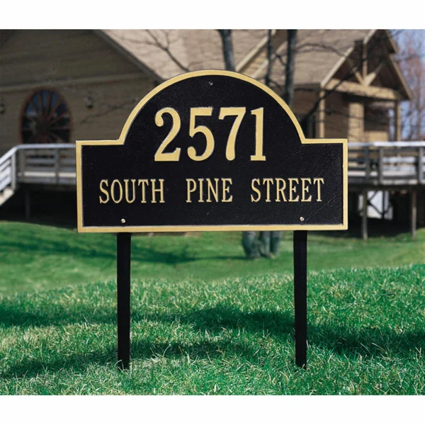 Whitehall Arch Marker - Estate Lawn - Two Line in Bronze & Gold