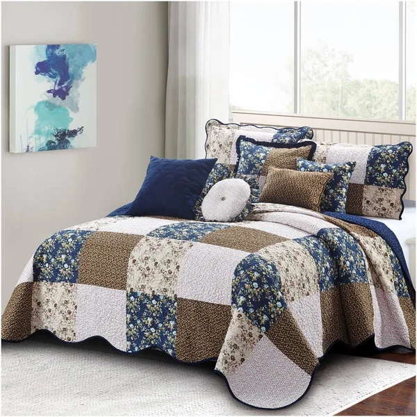 Serenta Patchwork 8 Piece Quilt Set - Pink
