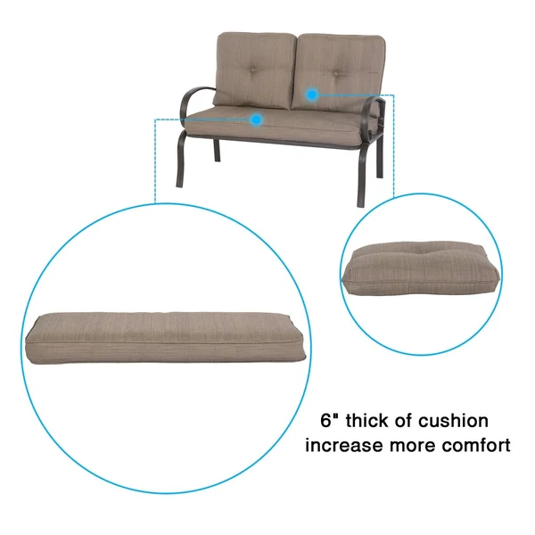 Cloud Mountain 2 Piece Outdoor Loveseat Furniture Bistro Set Garden Patio Metal Coffee Table Bench Sofa with Cushions, Gradient