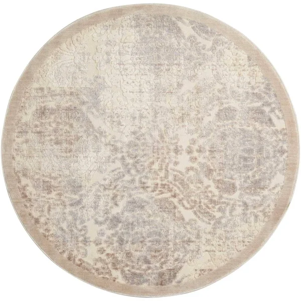 Nourison Graphic Illusions Area Rug, Ivory, 5&3x22 x Round
