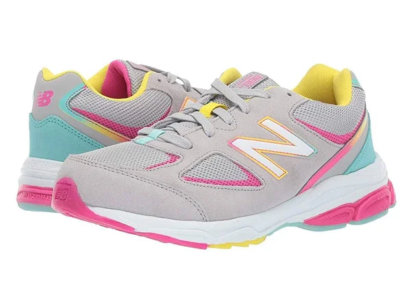 New Balance Girls& 888v2 Running Shoe - Grade School, Size: 7, Grey/Rainbow