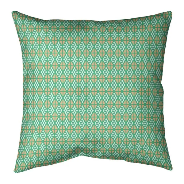 Two Color Plain Diamonds Throw Pillow - 16 x 16 - Green & Orange - Polyester