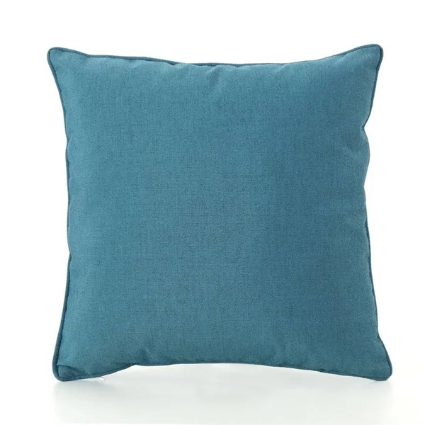 Greylin Outdoor Square Fabric Solid and Chevron Water Resistant Throw Pillows, Set of 4, Dark Teal, White