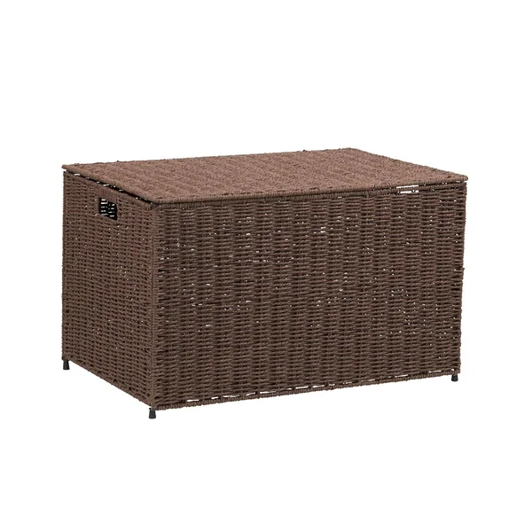 Household Essentials Coffee Large Wicker Storage Chest, Brown