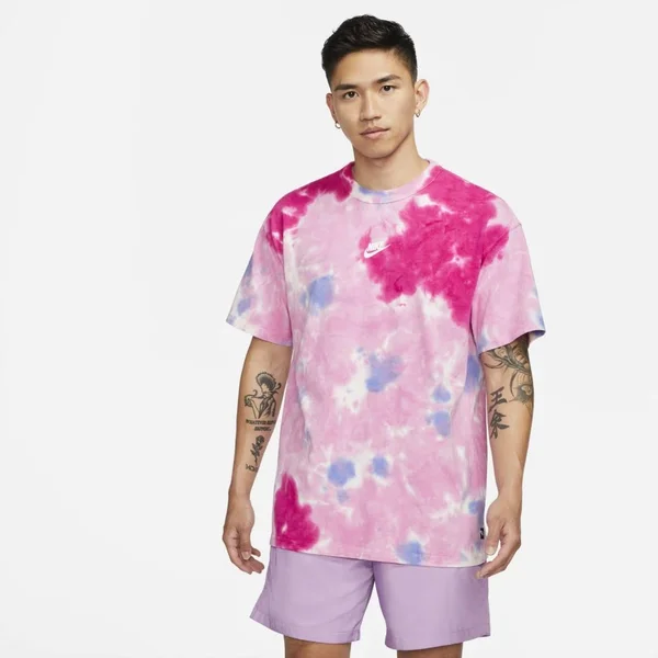 Nike Men's Sportswear Pink Tie-Dye T-Shirt - Size: Medium, Cotton
