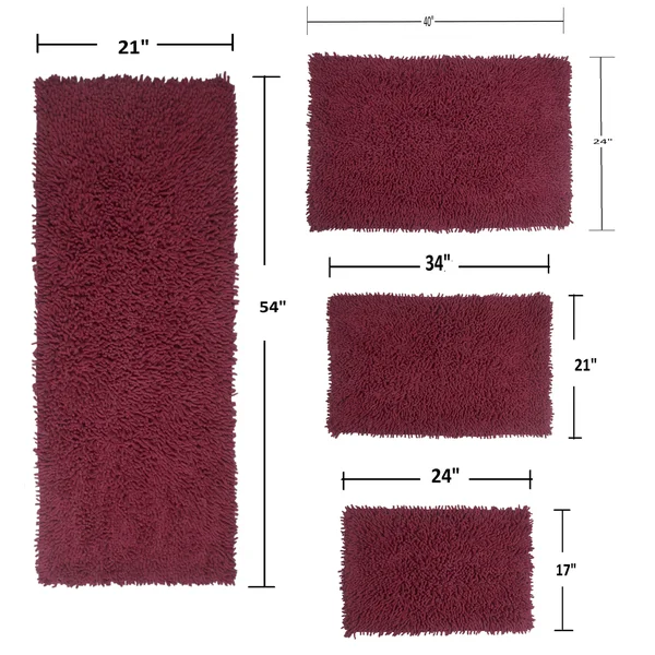 Waterford 3 Piece Bath Rug Set 17x24 21x34 24x40 Natural - Beige