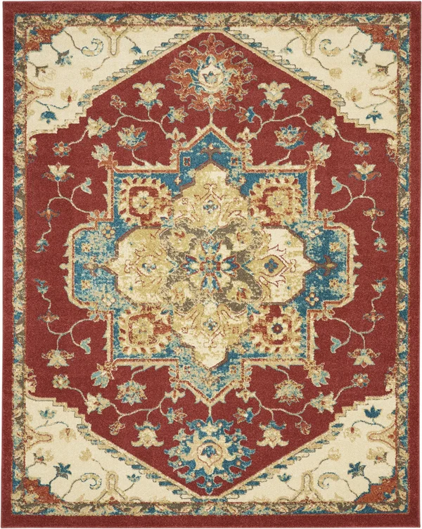 Nourison Traditional Vintage TRV01 Red Area Rug, 8&x 11&