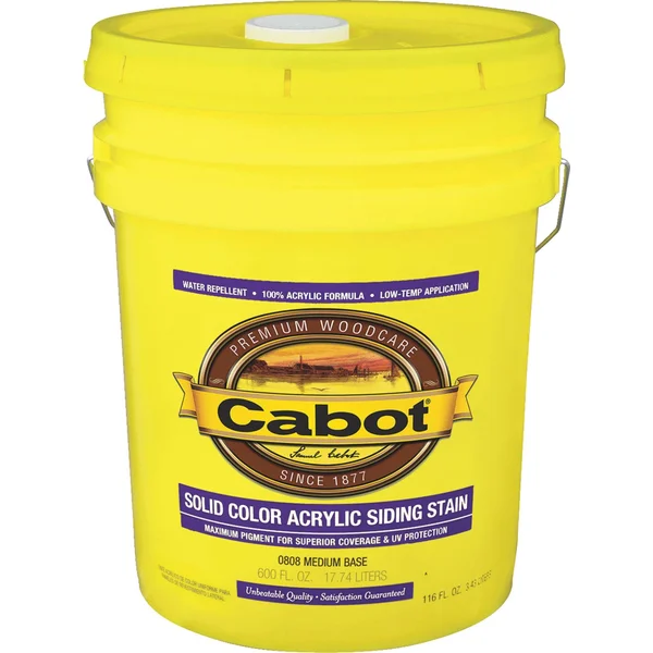 Cabot 05-0808 Solid Color Acrylic Siding Stain, 5 Gallon