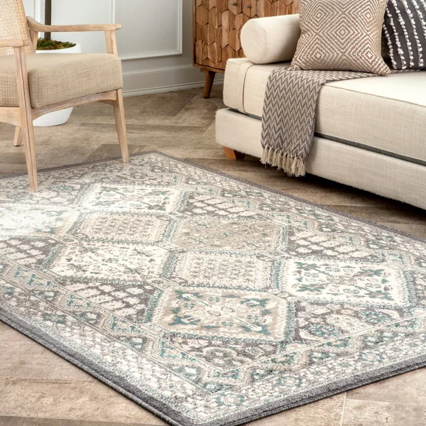 nuLOOM Vintage Tile Becca Charcoal 10 ft. x 14 ft. Area Rug, Grey