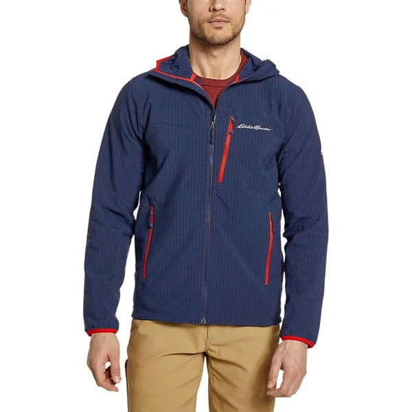 Eddie Bauer Men's Sandstone Backbone Grid Hoodie - Blue - L