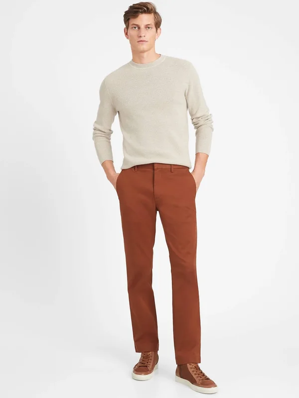 Banana Republic Men's Aiden Slim Rapid Movement Chino Pant Rust Brown Size 35W 30L