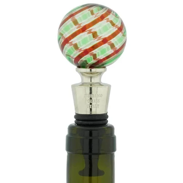 Murano Glass Bottle Stopper - Red and Green
